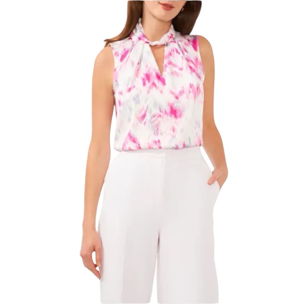 Halogen Twist Neck Sleeveless Blouse size Small Magenta Pink